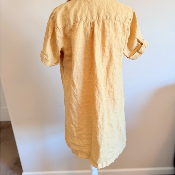 J Jill love linen shirt dress w pockets yellow/tan sz small - Picture 3 of 6
